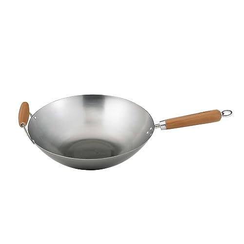 Helen's Asian Kitchen Wok, Carbon Steel and Bamboo, 14-Inches