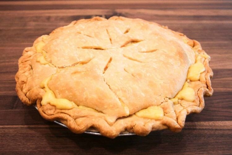 Chicken pot pie fresh out of the oven.